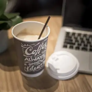制造商可堆肥外卖热可生物降解一次性纸咖啡杯，带定制印刷标志