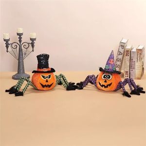 Festive <b>Orange</b> Pumpkin Spider Ornament Set of 2 Creepy Crawly Home Decoration for Halloween Gifts - Product Image 2