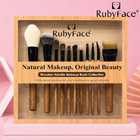 Collection de 11 pinceaux de maquillage professionnels avec manche en bois, pinceaux pour poudre, blush, fond de teint, kabuki et yeux