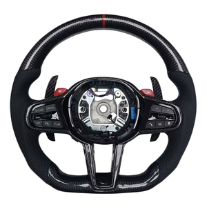Volante de Fibra de Carbono y Cuero Perforado para BMW Serie G, M3 G20 G30 G80 M4 G82 M5 CS, Venta al Por Mayor - Product Image 1