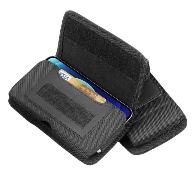 HAWEEL Phone Bag for 4.7-6.1 Inch Nylon Cloth Phone Belt Clip Horizontal Carrying Pouch with Card Slot