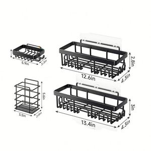 Étagère d'angle de salle de bain en acier inoxydable antirouille à 4 niveaux, étagère de douche de cuisine, organisateur de rangement pour salle de bain - Product Image 5