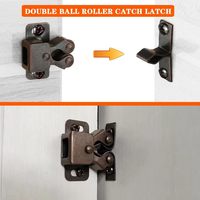 Loquet de porte d'armoire de salle de bain en fer, durable, design traditionnel, double loquet à rouleaux pour portes de meubles, ferme-porte