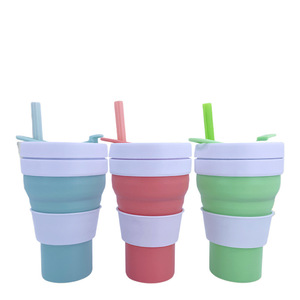 ขวดน้ำพับได้แบบพกพาขนาด 620 มล. ทำจากซิลิโคน พร้อมหลอดดูดน้ำ แก้วแบบยืดหดได้ สำหรับกิจกรรมกลางแจ้ง สินค้าพร้อมส่ง ขวดน้ำสำหรับกาแฟ - Product Image 4