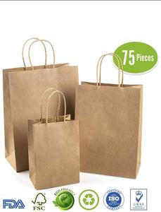 Eco Certified Custom Wholesale Friendly Fsc Craft Food <b>Gift</b> Packaging White Brown Black <b>Plain</b> Paper <b>Bag</b> Printed Kraft Paper <b>Bag</b> - Product Image 3