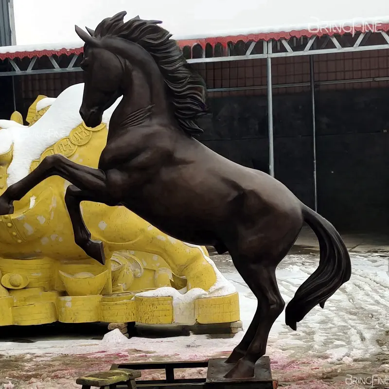 Custom Outdoor Grote Decoratie Bronzen Ambachten Dierenbeeld Levensgrote Paardensculptuur