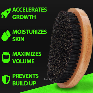 Cepillo de Afeitar de Cerdas de Jabalí para Hombre con Logotipo Personalizado, Estimulador de Folículos para el Crecimiento de Barba/Cabello y Circulación Sanguínea - Product Image 3