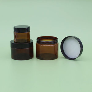 <strong>Wholesale</strong> Empty <strong>Amber</strong> PET Plastic Single Wall <strong>Jar</strong> with Black Screw Lids in Stock - Product Image 3