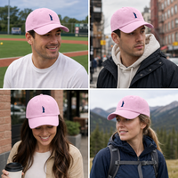 Casquette de baseball personnalisée brodée, style Dad Hat, en sergé de coton rose, six panneaux, réglable, motif Statue de la Liberté, souvenir, vente en gros, OEM, faible MOQ