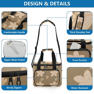 Sac isotherme Aloha personnalisé pour pique-nique, barbecue et camping, avec bretelles, motif floral hawaïen, écologique - Product Image 4