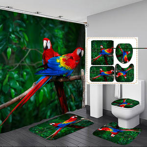 <span class=keywords><strong>Amazon</strong></span> Tropical Square 3D Polyester Imprimé Floral Oiseaux Perroquet Rideaux de <span class=keywords><strong>Douche</strong></span> avec Tapis - Product Image 3