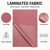 Tissu laminé TPU 100% polyester 150D 135GSM imperméable haute extensibilité Pongee pour veste d'extérieur coupe-vent 155cm