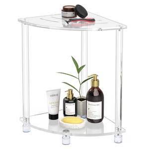 Taburete de ducha de esquina, Banco de ducha de acrílico transparente, asiento de baño, almacenamiento de toallas para afeitarse las piernas - Product Image 1