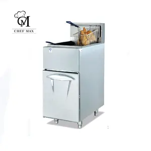 Commercial Custom Vertical Single cylinder 2 Basket Gas Deep Fryer with Cabinet
