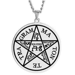 Collana in Acciaio Inossidabile con Pentagramma Re 35 Sigillo di Salomone Sigillo Enochiano di Protezione Tetragrammaton Nome di Dio Stella della Cabala - Product Image 5