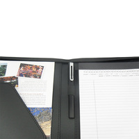 Custom Logo Executive A4 Leather Portfolio Folder Padfolio Office Use PU Business Documents File Folder Holder Organizer