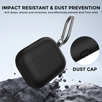 Étui en silicone monobloc, protection intégrale, LED avant visible, bouchon anti-poussière universel de 1,7 mm pour AirPods Pro 3 [sans écouteurs]