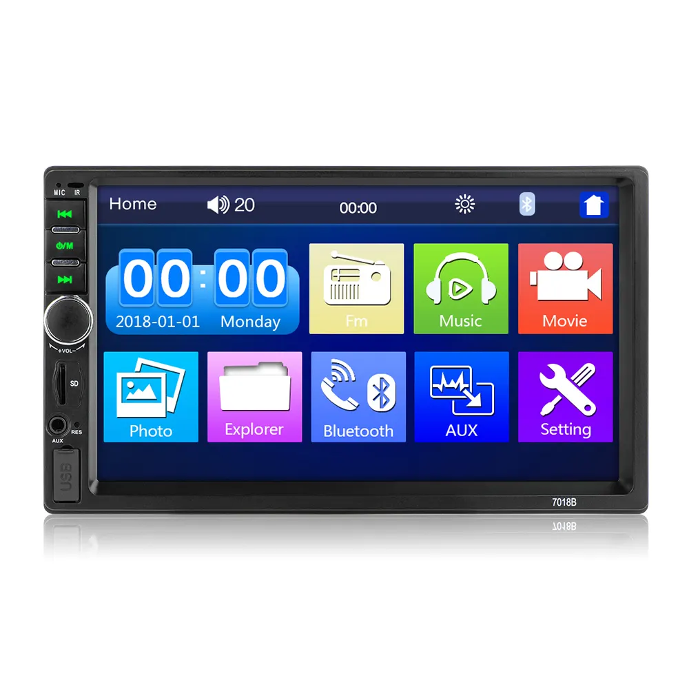 7018b Autoradio 2Din Autoradio 7''1080P HD-Touchscreen WINCE SYS MP5-Player Rückansicht Neue UI BT FM ISO SD USB doble din