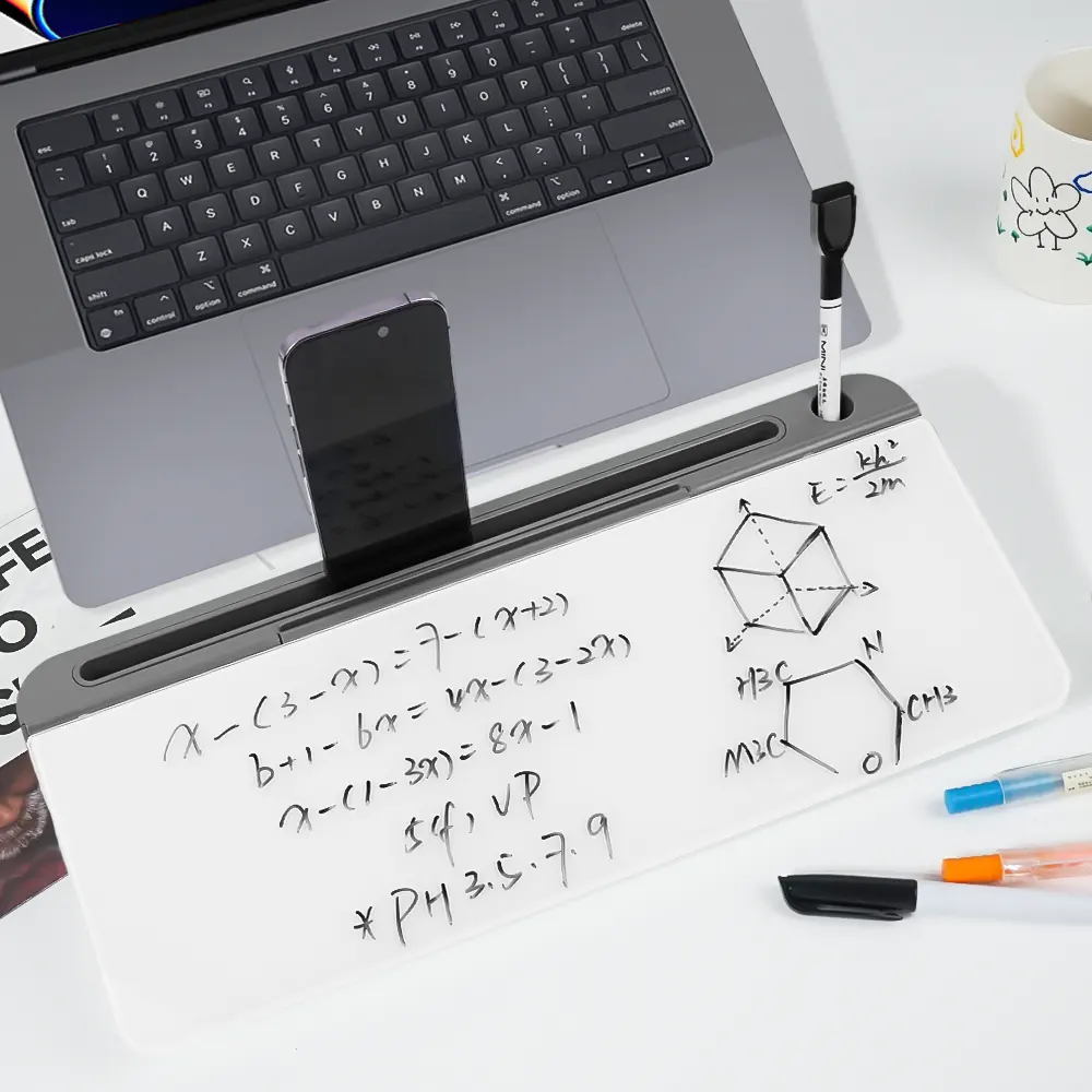 Top Quality Office Desk Organizer Glass Desktop White Board Dry Erase Board desktop notepad Keyboard Stand Whiteboard