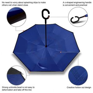 Parapluie inversé manuel personnalisé de 24 pouces, double couche, réversible, coupe-vent, pliable, avec poignée en C - Product Image 5