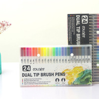 Stylos de journalisation et de planification XinyiArt 24 couleurs, marqueurs à pointe fine, marqueurs à double embout pour l'art, l'école, les fournitures de bureau, les livres de coloriage