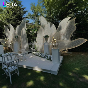 LEDA Modern Custom Size Wedding Party Event Warm Light Metal <b>Arch</b> Golden Seaweed-shaped Background Set - Product Image 3