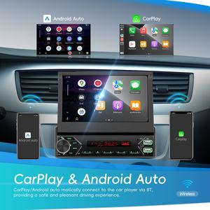 Podofo <span class=keywords><strong>1</strong></span> <span class=keywords><strong>Din</strong></span> 7 ''écran IPS voiture lecteur MP5 écran <span class=keywords><strong>motorisé</strong></span> sans fil CarPlay Android Auto DAB Double USB Type-C + MIC <span class=keywords><strong>autoradio</strong></span> - Product Image 2