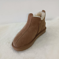 Bottes de neige doublées de fourrure de mouton, classiques, chaudes, en cuir véritable, pour femmes, tendance