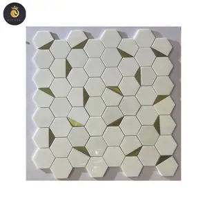 Venta al por mayor de azulejos de mosaico hexagonales blancos