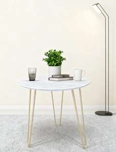 <strong>UK</strong> Design Luxury Metal Side <strong>Table</strong> Small Wood Marble <strong>Coffee</strong> <strong>Table</strong> <strong>with</strong> Golden Leg for Modern Living Room Furniture - Product Image 3
