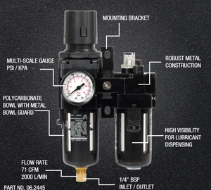 Unité FRL (Filtre, Régulateur, Lubrificateur) à construction métallique de type SMC, avec purgeur automatique, pour préparation pneumatique de l'air, modèles AC20 AC30 AW20 AW30 - Product Image 3