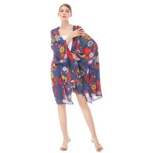 Custom Designs Bedrukt Losse Cover Up Dress Kimono Cardigan Women Long Short