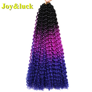 Estensioni dei capelli intrecciate all'uncinetto all'ingrosso da 18 pollici Ombre <span class=keywords><strong>viola</strong></span> blu sintetico onda lunga acqua passione trecce ondulate all'uncinetto - Product Image 1