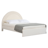 Elegante Base de Cama Tapizada en Bouclé con Diseño Suave y Redondeado para Colecciones de Dormitorios de Lujo