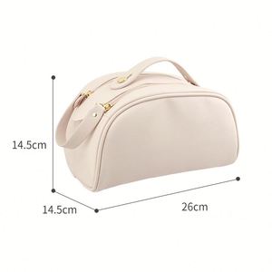 High- PU Double-Zipper <b>Pillow</b> Makeup Bag Portable Waterproof <b>Large</b>-Capacity Handheld Travel Skincare Toiletries Storage - Product Image 2