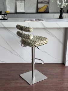 <span class=keywords><strong>Tabouret</strong></span> de bar à motif texturé unique, dossier double, pivotant, style italien, réglable en hauteur, pour salon - Product Image 2