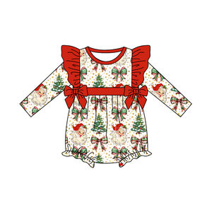 Preorder Cute Santa Trees Pattern Print Long Sleeve Fall <strong>Outfit</strong> Casual Western Style <strong>Children's</strong> Boutique Wholesale <strong>Christmas</strong> Set - Product Image 6