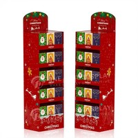 Support d'affichage en carton ondulé en forme de petit arbre, pliable sur mesure, pour étagères d'affichage, avec 3 étagères