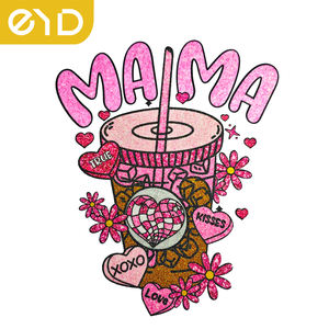 EYD logo personnalisé fer sur patchs t-shirt Chenille vinyle silicone maman fête des mères chaleur couleur presse transfert vêtements - Product Image 1