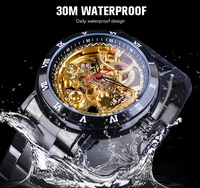 Top Marke Luxus Forsining Retro Royal Flower Goldene Skelett uhr Schwarze Zeiger Edelstahl Herren Automatik uhr