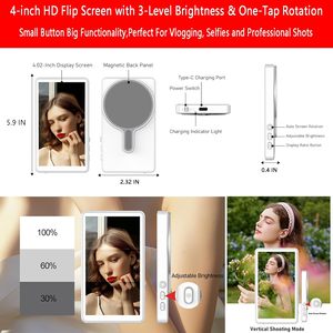 Shsuert White – Accessoire <span class=keywords><strong>d</strong></span>'écran de moniteur de jeu magnétique flexible de 4 pouces avec télécommande sans fil en plastique pour Vlog, Selfie et Diffusion en direct - Product Image 2