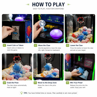 Mini machine à griffes sur le thème de l'espace, attrape-poupées d'arcade compacte, grue à monnayeur pour jouets avec LED néon, pour centres commerciaux et salles de jeux