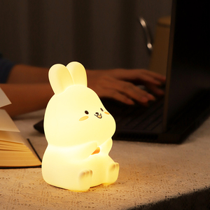 Babykamer 7 Kleuren Veranderende Knuffel Speelgoed Klein Konijn Kinderen Dieren Nachtlampje Siliconen Konijn Siliconen Nachtlampje Konijn - Product Image 6
