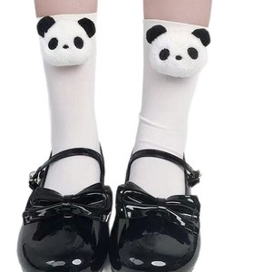 ถุงเท้าลายแพนด้าไร้ตะเข็บสำหรับผู้หญิง ระบายอากาศได้ดี ความยาวครึ่งน่อง สีขาว ผ้าฝ้าย สไตล์วัยรุ่น แฟชั่น - Product Image 4