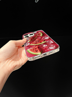 Coque de téléphone transparente antichoc motif pastèque et glaçons pour iPhone 16/15/14/13/17 Pro Max, Coque iPhone 15 Pro Max