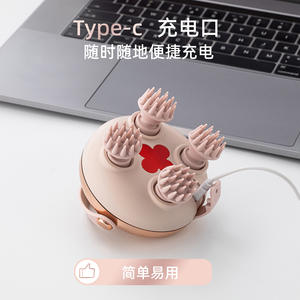 Masajeador Inalámbrico de Cabeza con Calor, Color Oro Rosa y Gris, Recargable por USB, 4 Cabezales de Masaje, Terapia de Calor, Mini Masajeador Eléctrico de Descompresión - Product Image 3