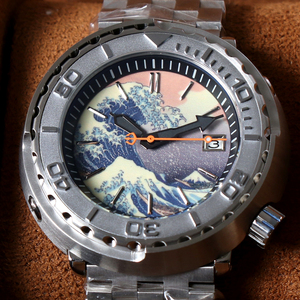 นาฬิกาทูน่า NH35ผู้ชายทำจากเหล็ก904l เรืองแสงอัตโนมัติกันน้ำได้สีเงินนาฬิกาแซฟไฟร์คริสตัลแบบไม่มีโลโก้ - Product Image 3