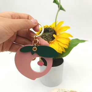 <b>Cute</b> Fruit Keychains PU Leather Peach Avocado Bag Charms Ornament Elegant Key Holder <b>Keyring</b> for Women - Product Image 2