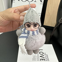 En gros, Pendentif porte-clés de voiture en peluche Lapin Rex de dessin animé, Breloque de sac à dos pour filles et enfants, Accessoire poupée endormie