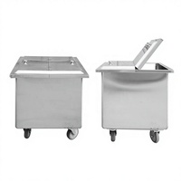 Chariot de stockage carré mobile en acier inoxydable grande capacité pour farine et ingrédients, avec roulettes, pour usine alimentaire